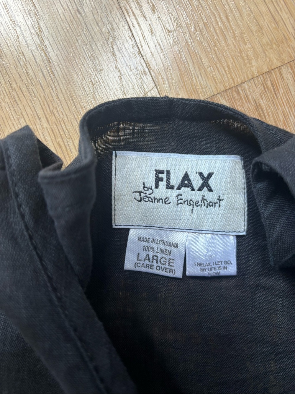 FLAX brand Women’s Oversize Linen Casual Black Short-Sleeve Shirt - Picture 5 of 5